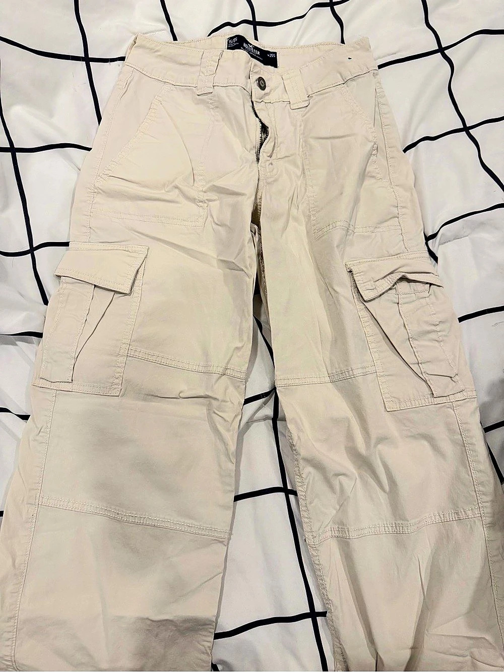 Hollister High-Rise Vintage Baggy Cargo Pants Beige Waist 25